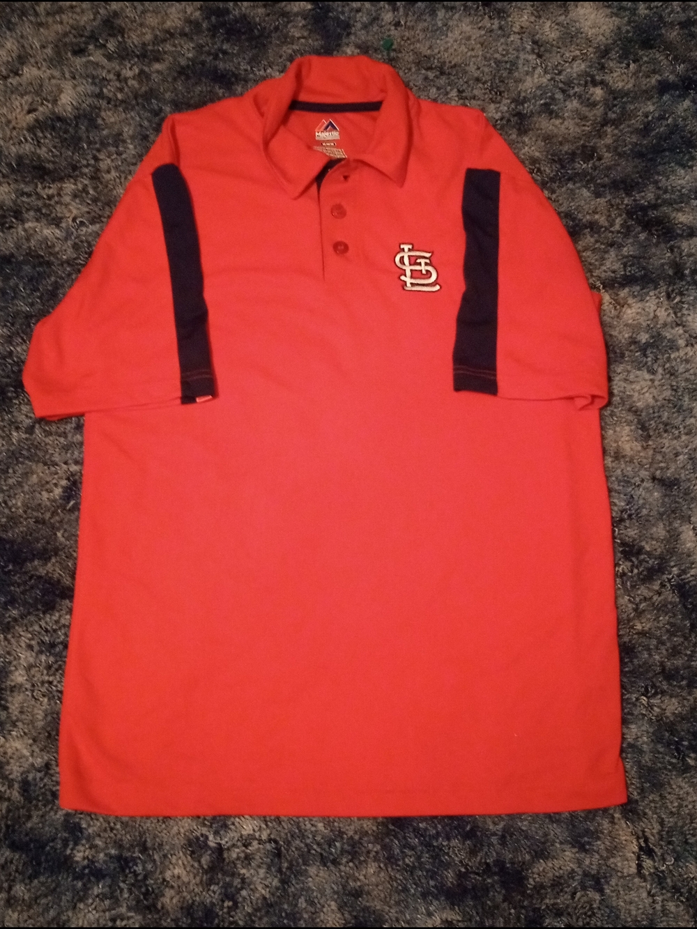 Majestic St. Louis Cardinals Red MEDIUM Polo with Navy Trim